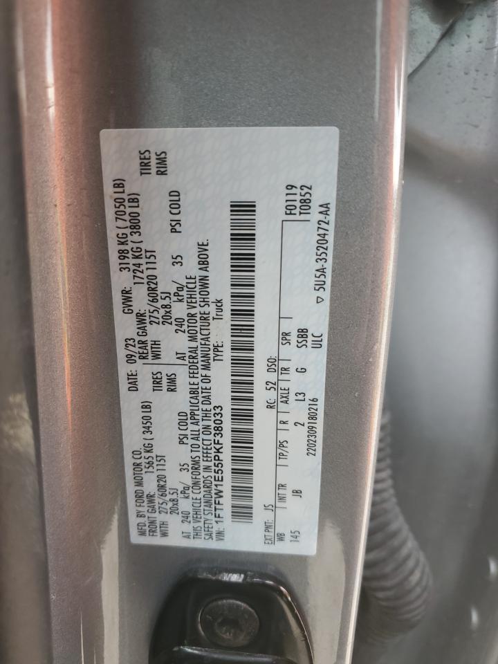 2023 FORD F150 SUPERCREW VIN:1FTFW1E55PKF38033