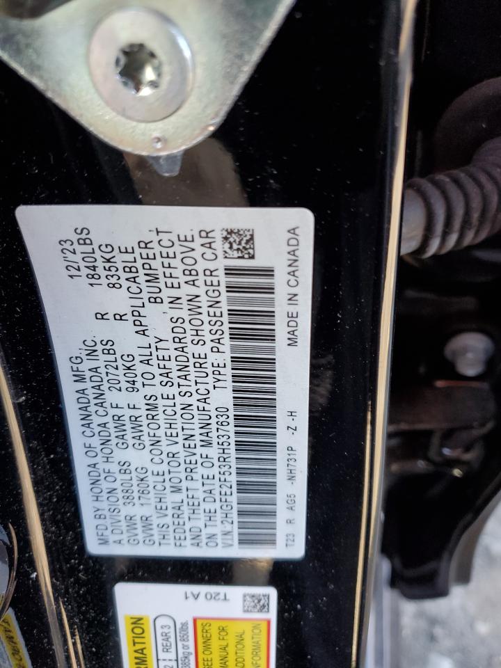 2024 HONDA CIVIC SPORT VIN:2HGFE2F53RH537630