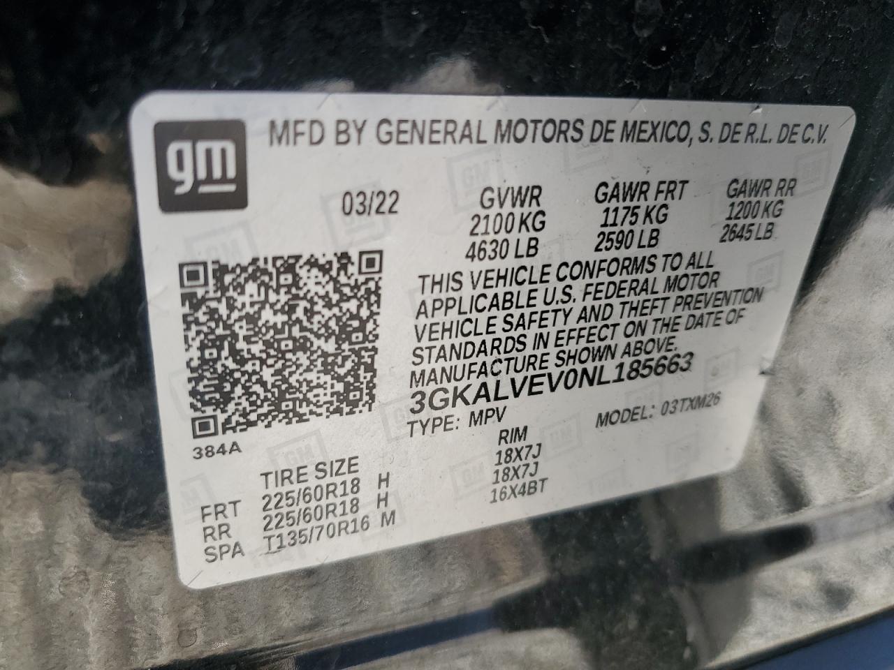 2022 GMC TERRAIN SLT VIN:3GKALVEV0NL185663