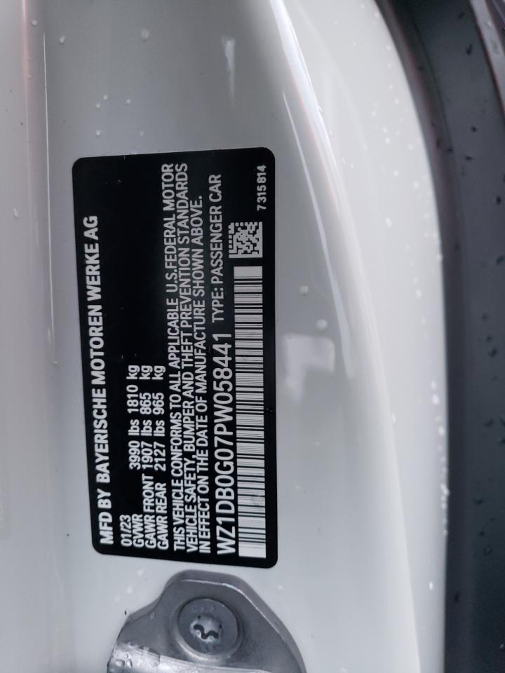 2023 TOYOTA SUPRA BASE VIN:WZ1DB0G07PW058441