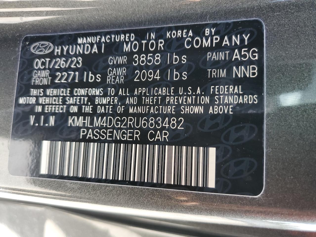 2024 HYUNDAI ELANTRA SEL VIN:KMHLM4DG2RU683482