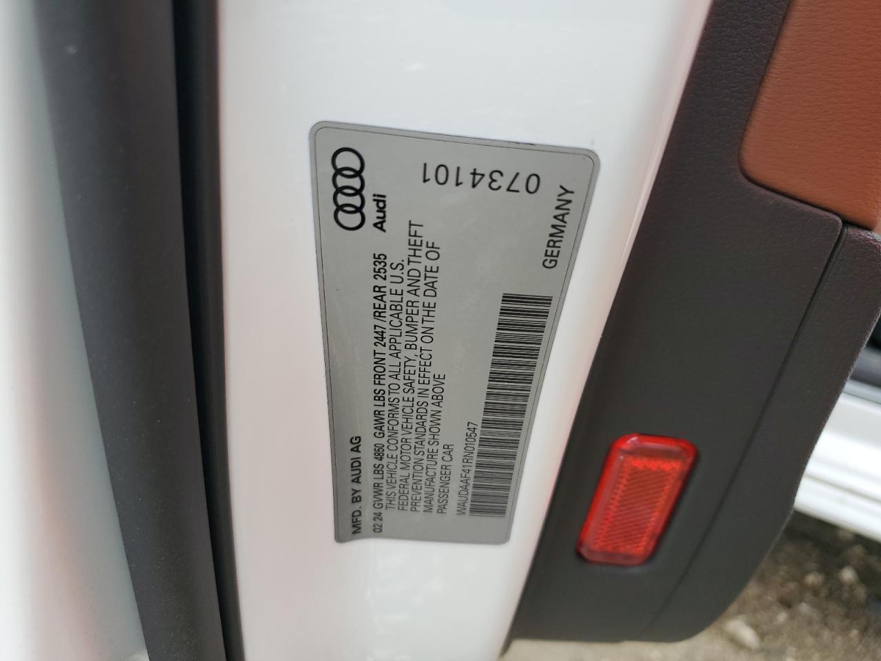 2024 AUDI A4 PREMIUM 45 VIN:WAUDAAF41RN010547