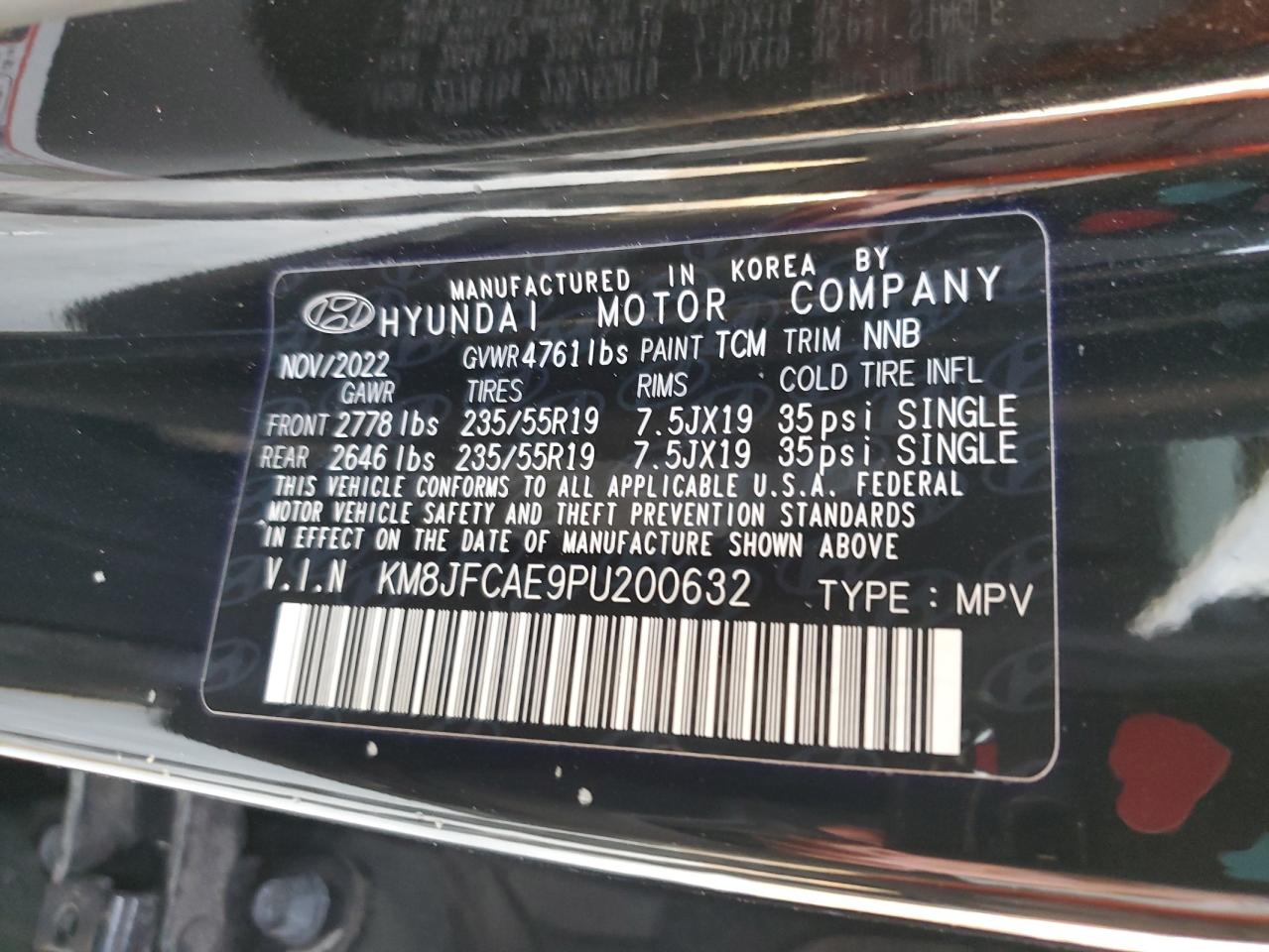 2023 HYUNDAI TUCSON N LINE VIN:KM8JFCAE9PU200632
