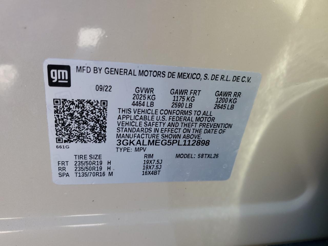 2023 GMC TERRAIN SLE VIN:3GKALMEG5PL112898
