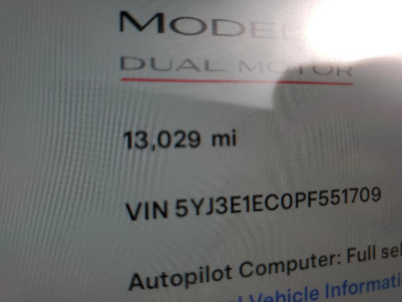 2023 TESLA MODEL 3  VIN:5YJ3E1EC0PF551709