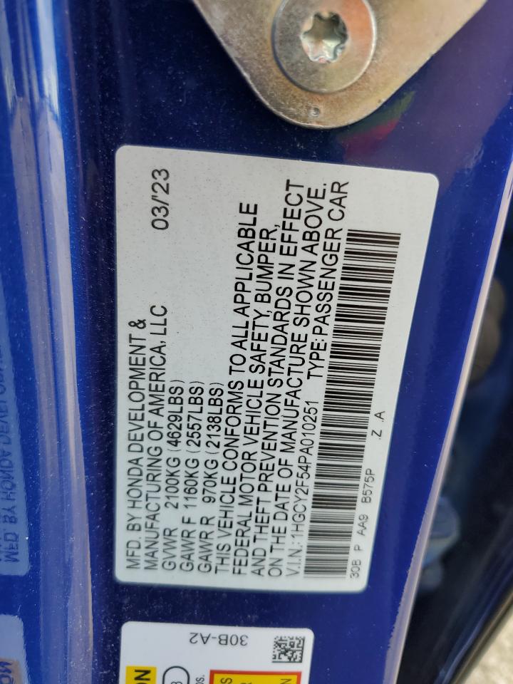 2023 HONDA ACCORD HYBRID SPORT VIN:1HGCY2F54PA010251