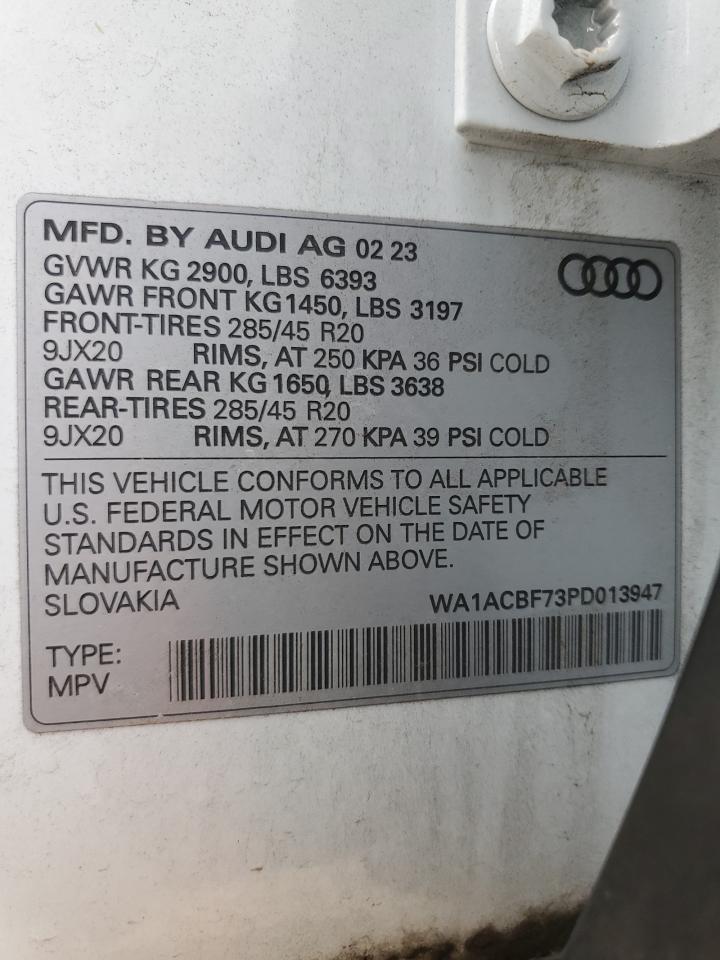 2023 AUDI Q7 PREMIUM VIN:WA1ACBF73PD013947