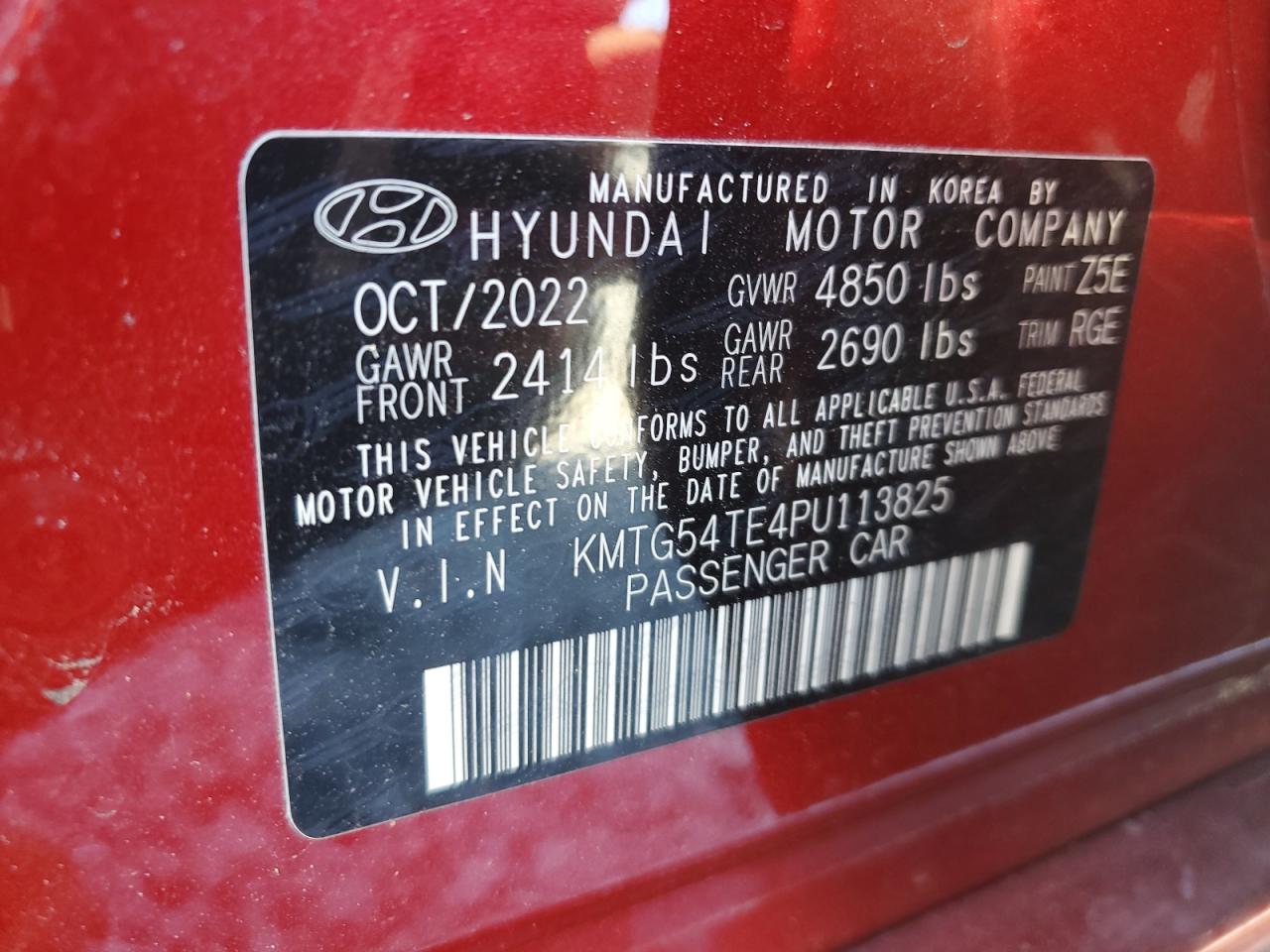 2023 GENESIS G70 BASE VIN:KMTG54TE4PU113825