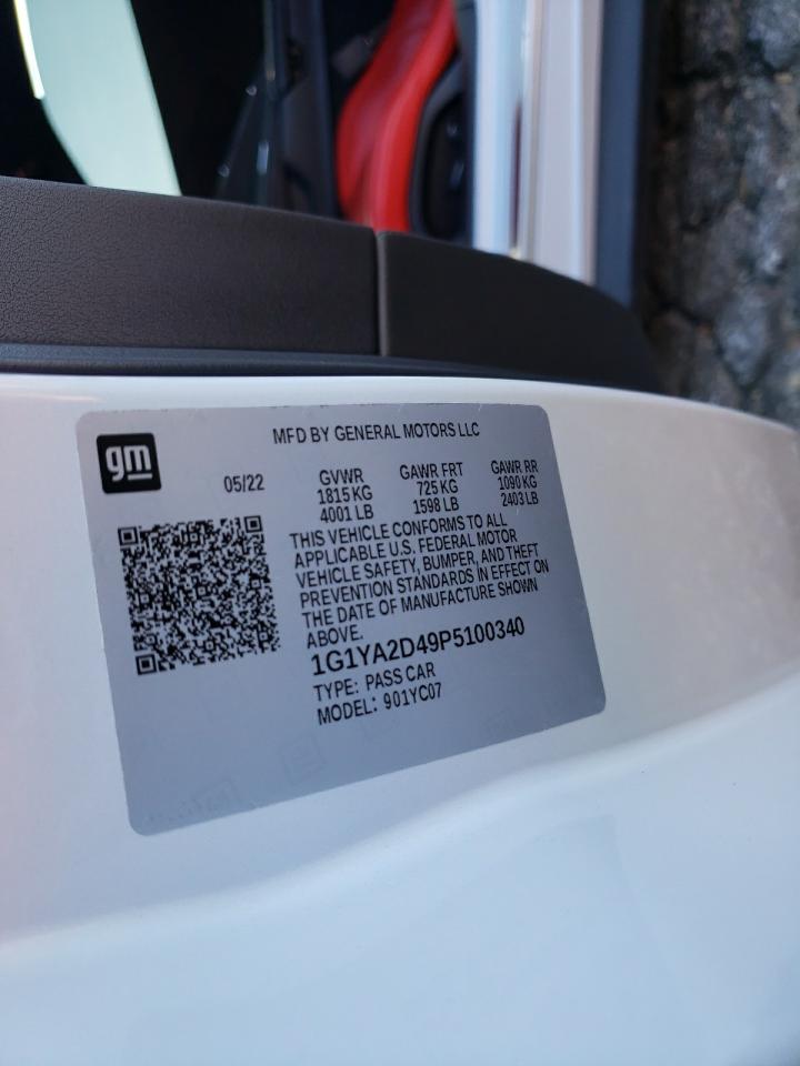 2023 CHEVROLET CORVETTE STINGRAY 1LT VIN:1G1YA2D49P5100340