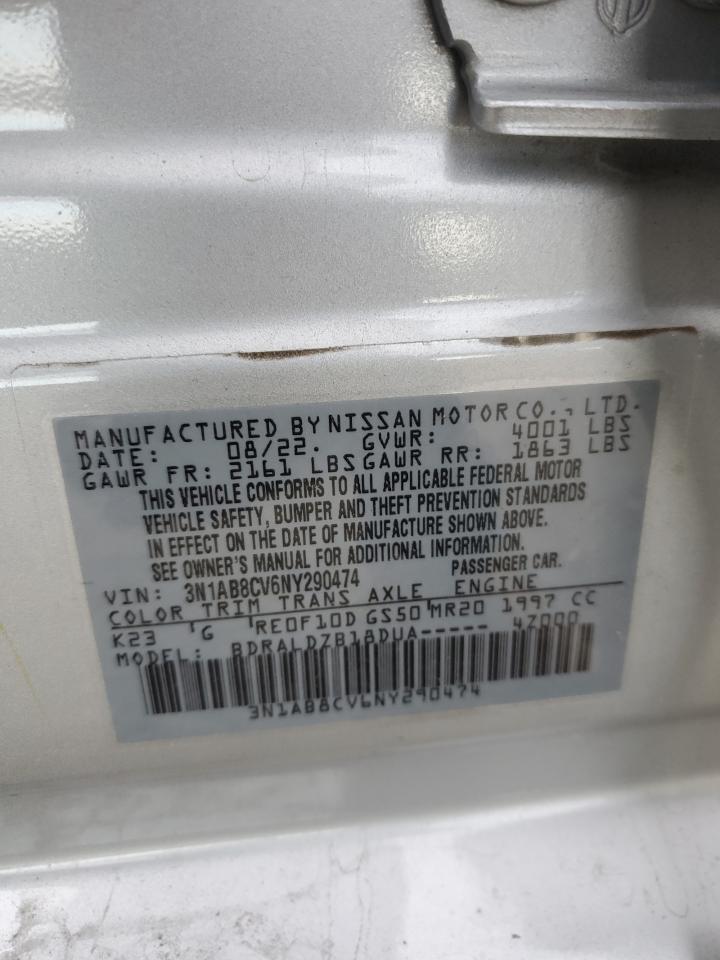 2022 NISSAN SENTRA SV VIN:3N1AB8CV6NY290474