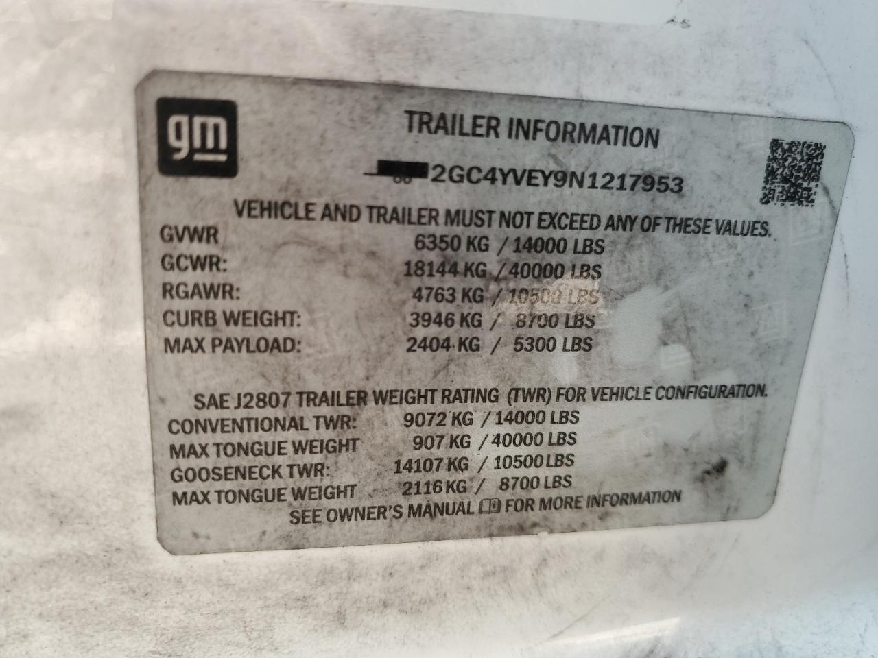 2022 CHEVROLET SILVERADO K3500 HIGH COUNTRY VIN:2GC4YVEY9N1217953