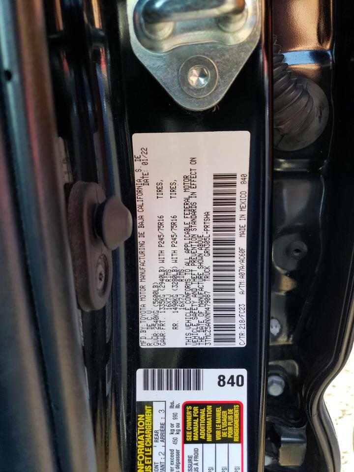 2022 TOYOTA TACOMA DOUBLE CAB VIN:3TMCZ5ANXNM479087