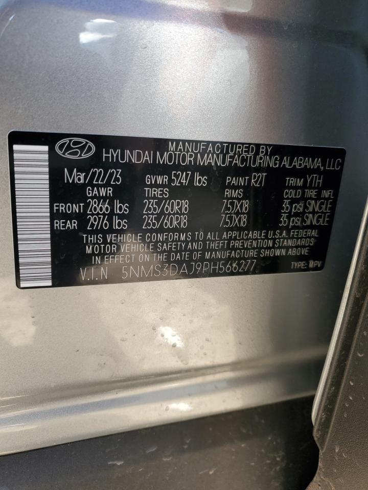 2023 HYUNDAI SANTA FE SEL PREMIUM VIN:5NMS3DAJ9PH566277