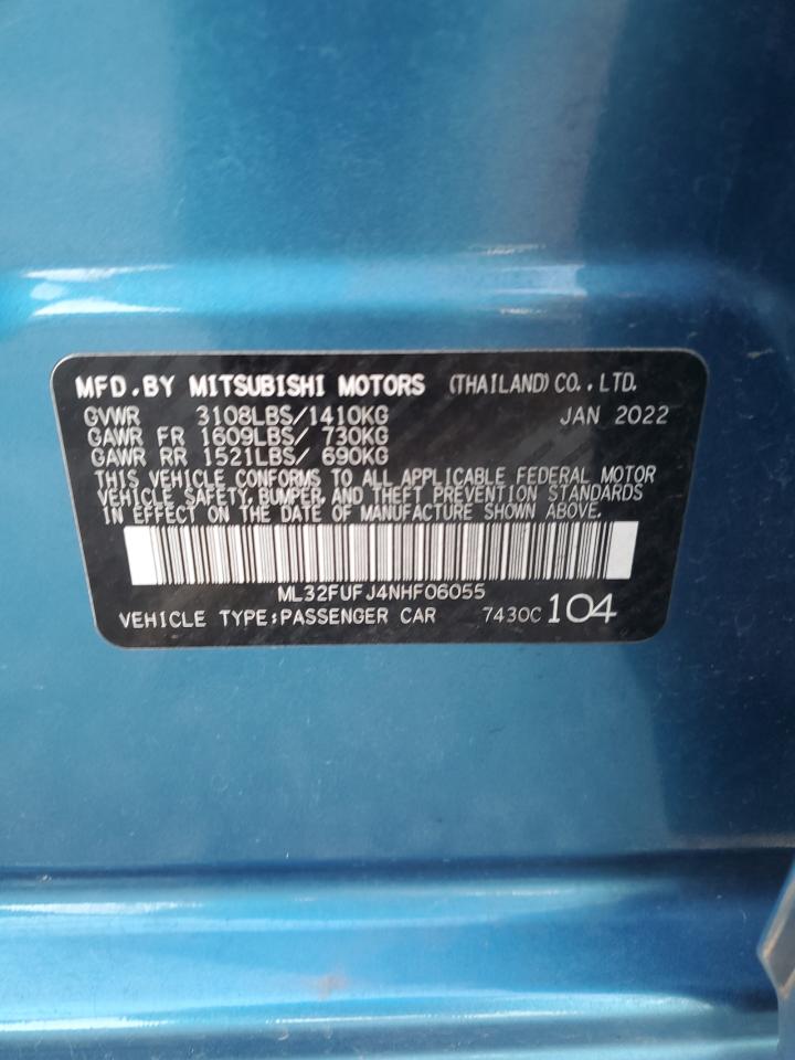 2022 MITSUBISHI MIRAGE G4 ES VIN:ML32FUFJ4NHF06055
