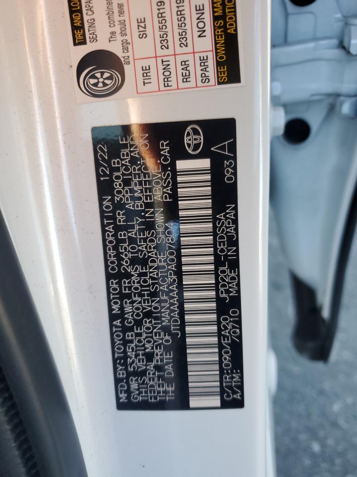 2023 TOYOTA MIRAI XLE VIN:JTDAAAAA3PA007804