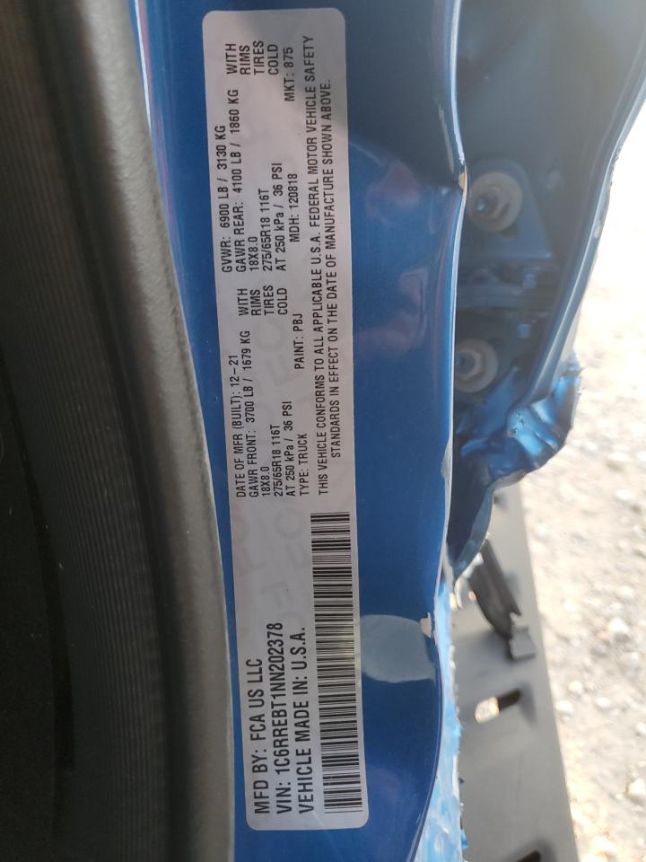 2022 RAM 1500 BIG HORN/LONE STAR VIN:1C6RREBT1NN202378