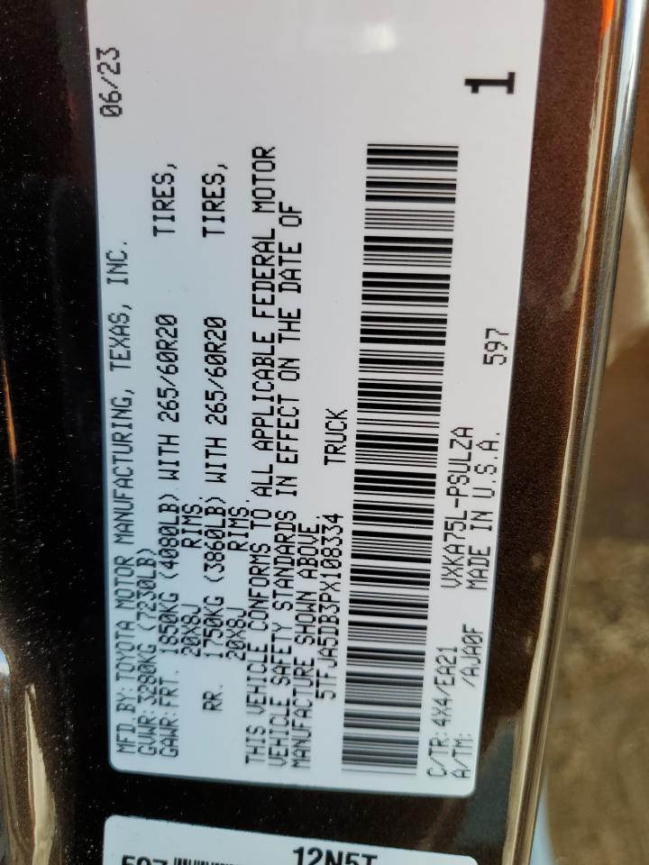 2023 TOYOTA TUNDRA CREWMAX LIMITED VIN:5TFJA5DB3PX108334