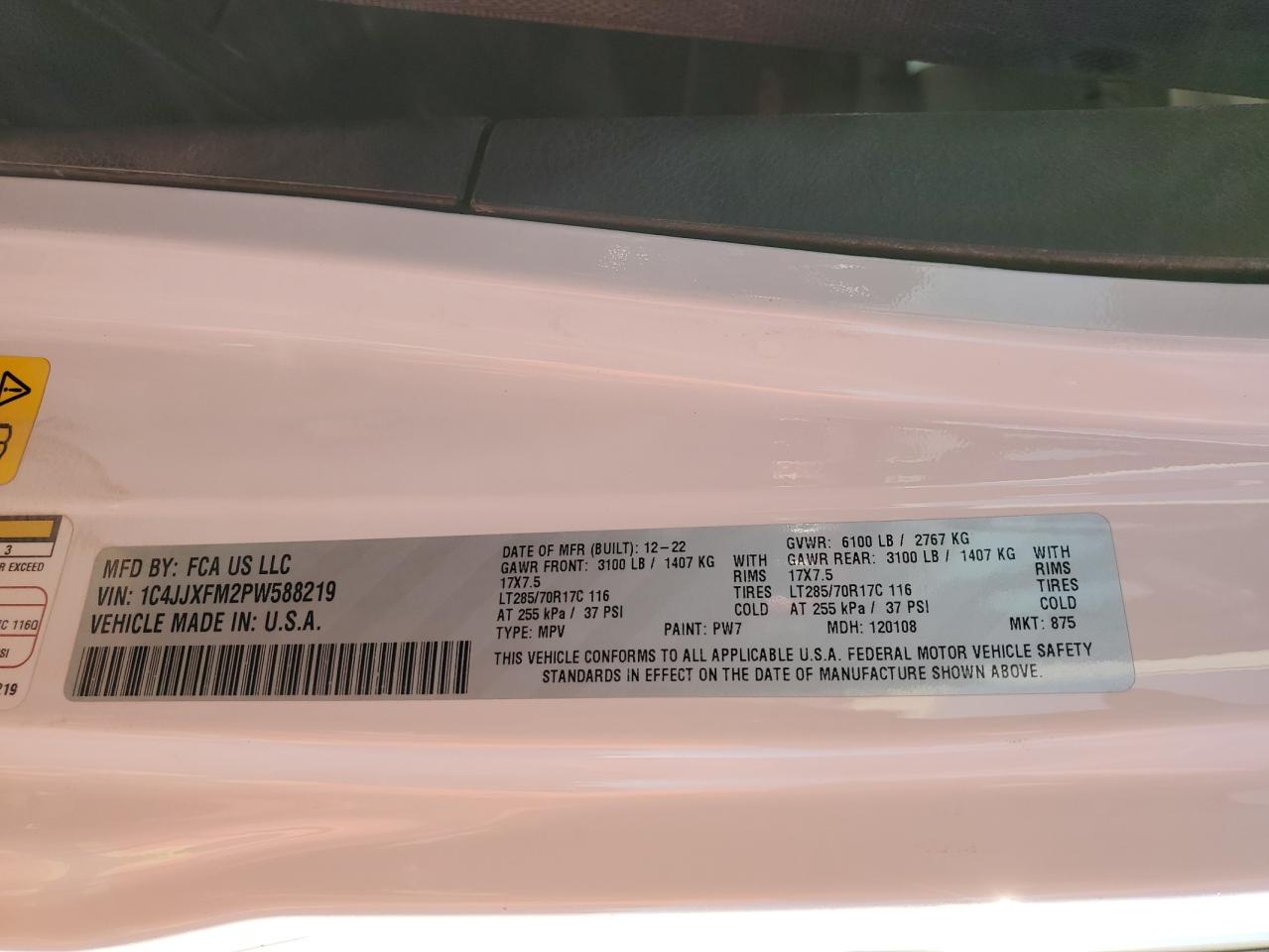 2023 JEEP WRANGLER RUBICON VIN:1C4JJXFM2PW588219