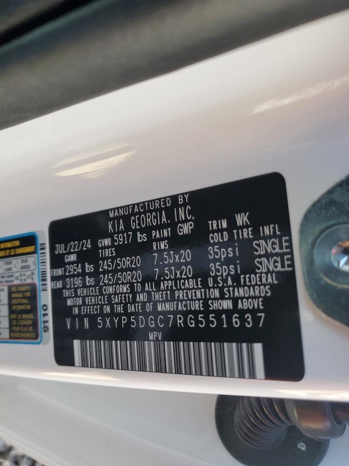 2024 KIA TELLURIDE SX VIN:5XYP5DGC7RG551637