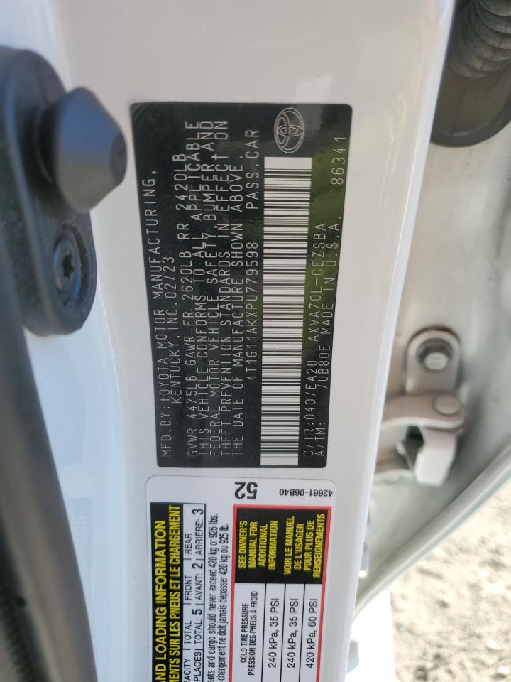 2023 TOYOTA CAMRY SE NIGHT SHADE VIN:4T1G11AKXPU779598