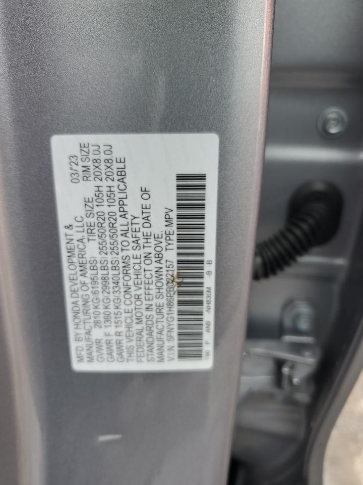 2023 HONDA PILOT ELITE VIN:5FNYG1H86PB022157