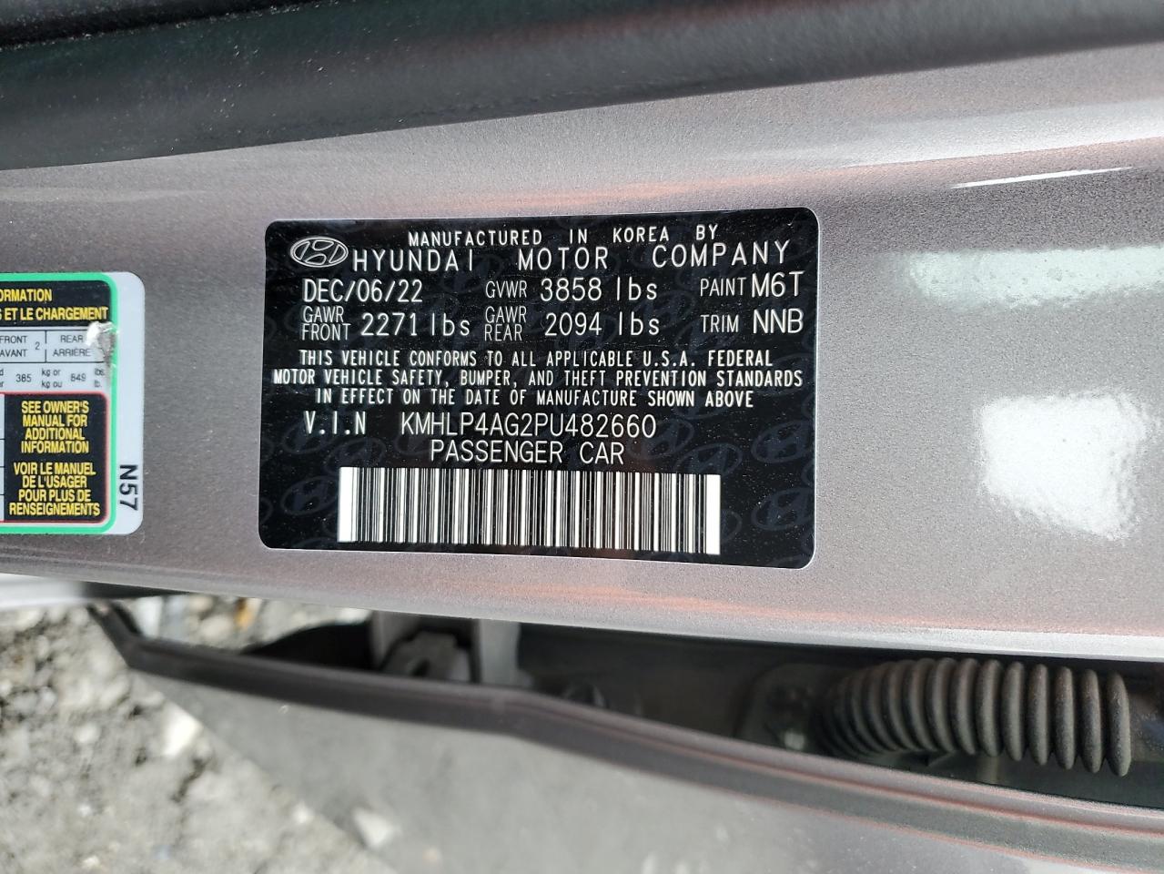 2023 HYUNDAI ELANTRA LIMITED VIN:KMHLP4AG2PU482660