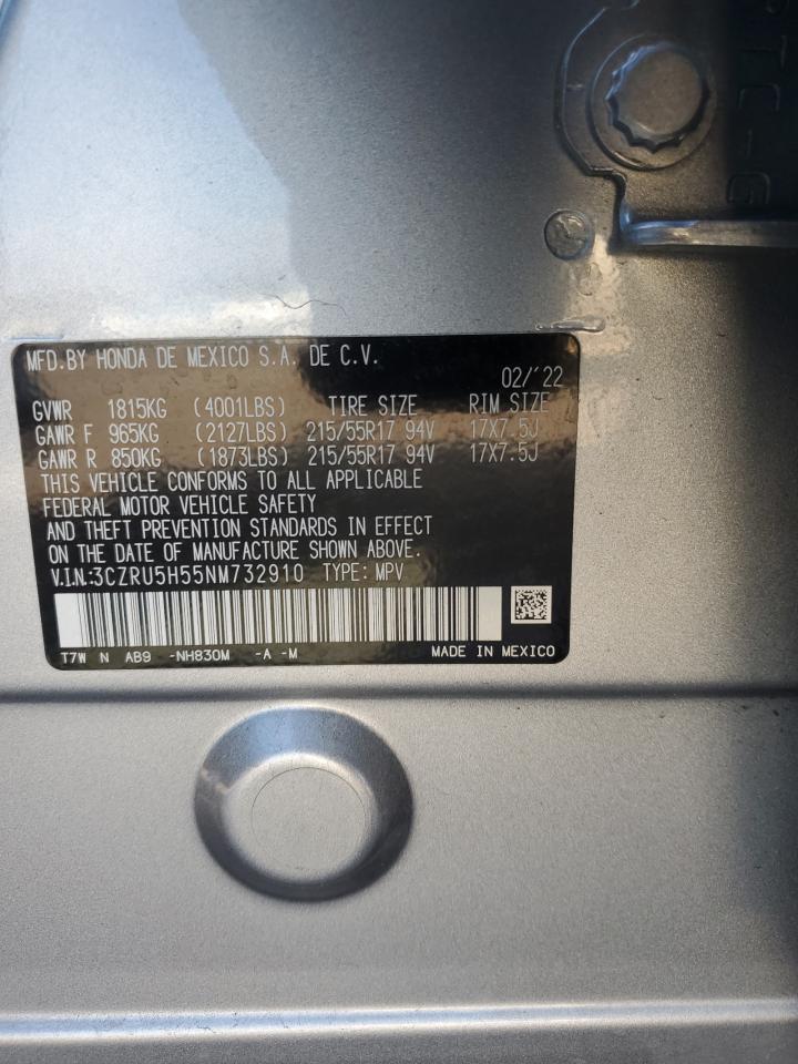 2022 HONDA HR-V EX VIN:3CZRU5H55NM732910