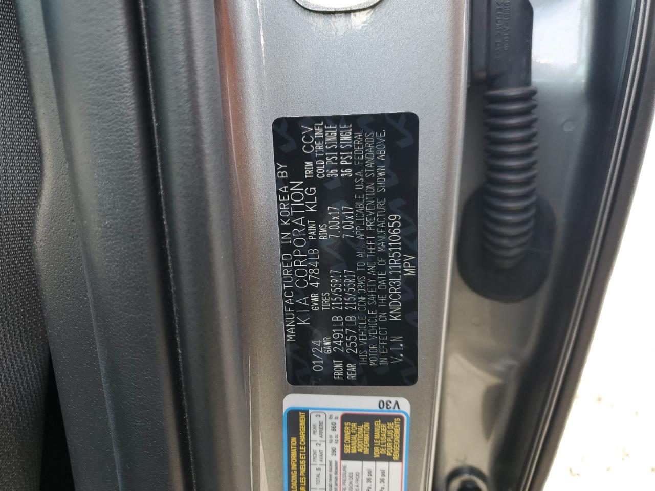 2024 KIA NIRO WIND VIN:KNDCR3L11R5110659