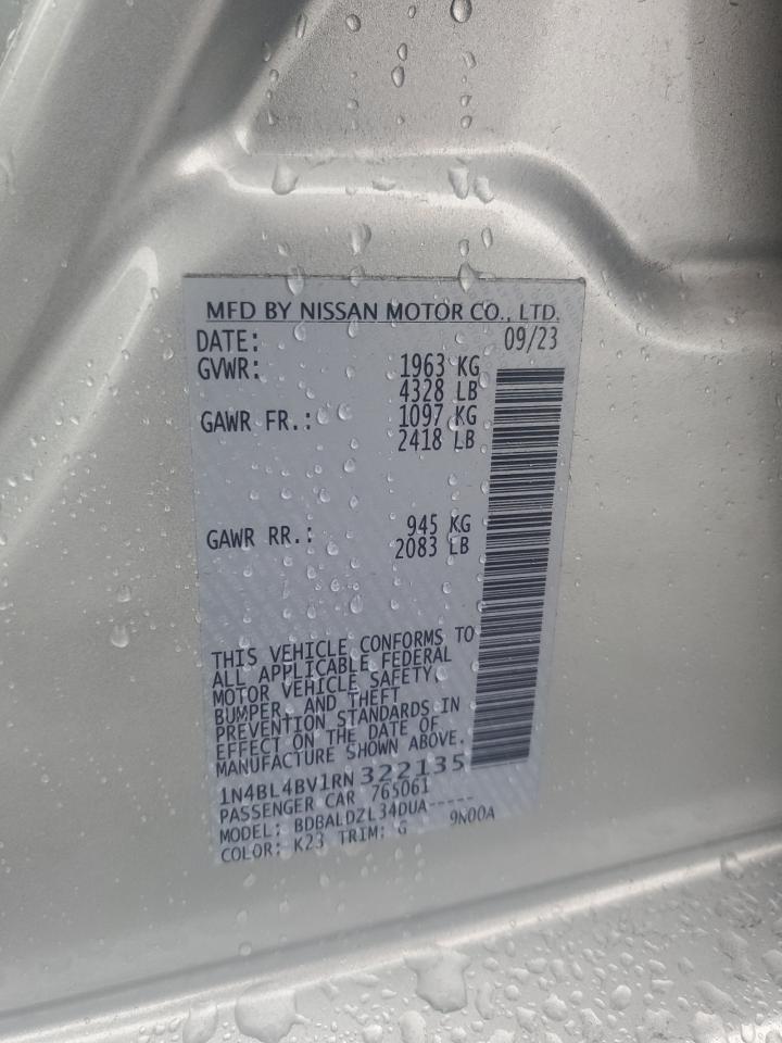 2024 NISSAN ALTIMA S VIN:1N4BL4BV1RN322135