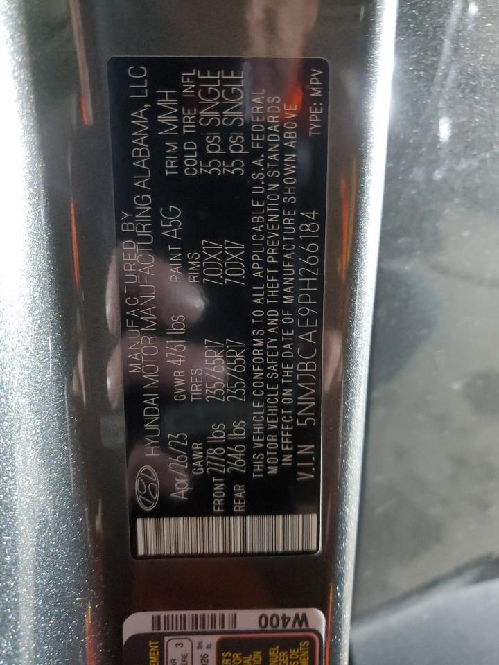 2023 HYUNDAI TUCSON SEL VIN:5NMJBCAE9PH266184