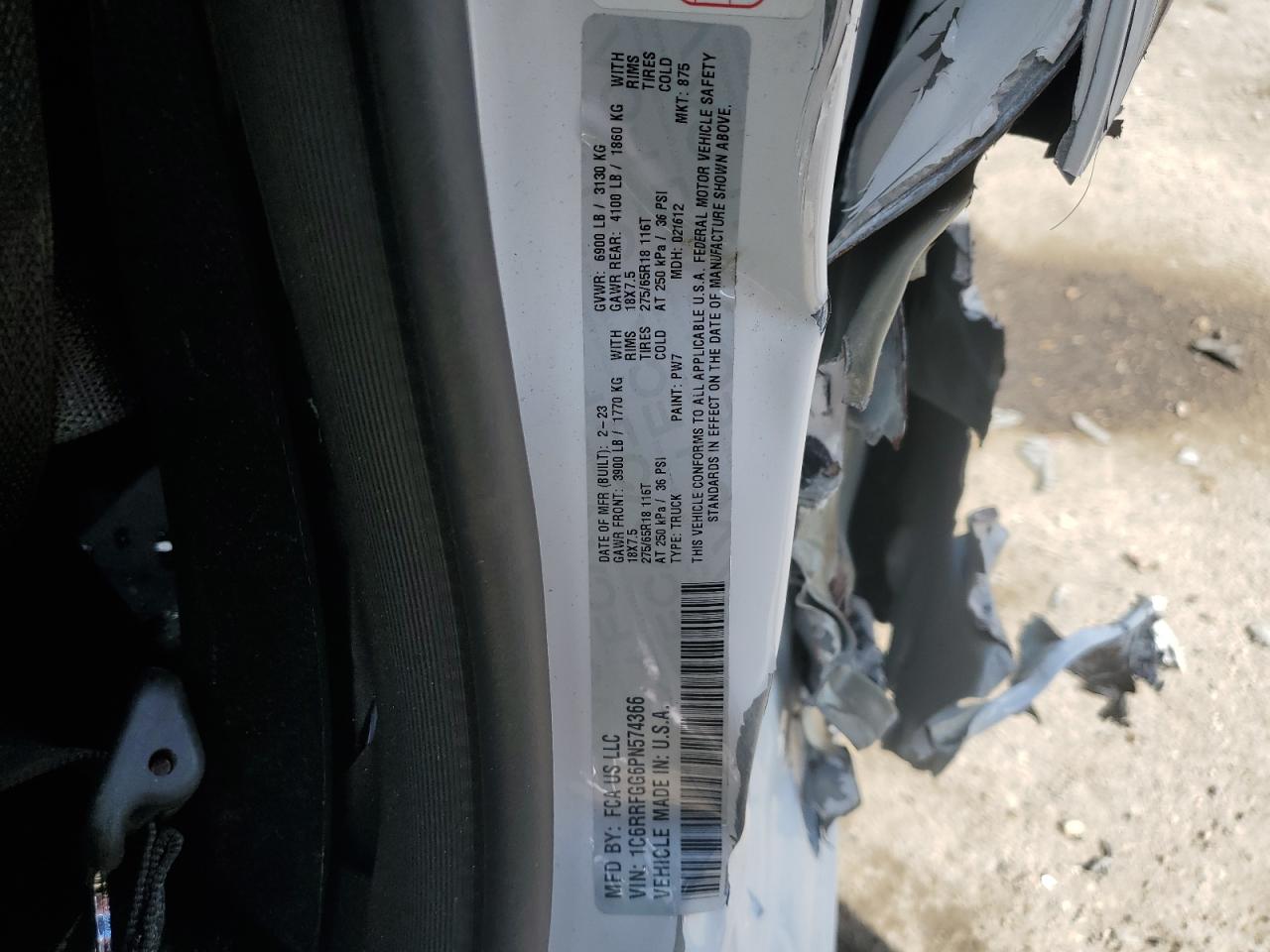 2023 RAM 1500 TRADESMAN VIN:1C6RRFGG6PN574366