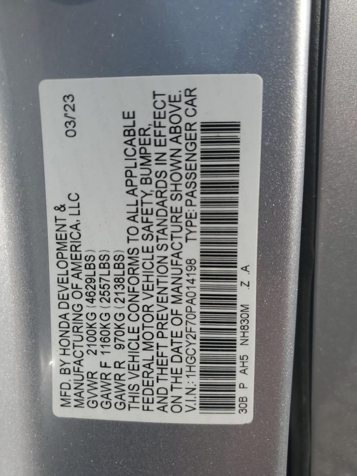 2023 HONDA ACCORD HYBRID SPORT-L VIN:1HGCY2F70PA014198