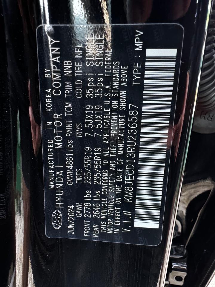 2024 HYUNDAI TUCSON LIMITED VIN:KM8JECD13RU236587