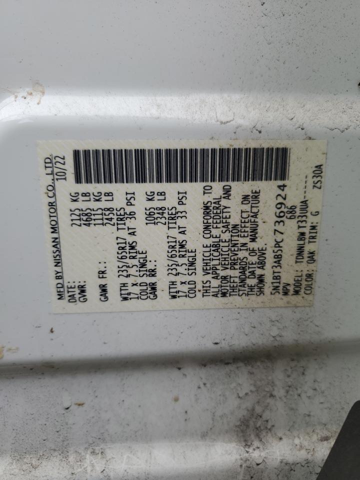 2023 NISSAN ROGUE S VIN:5N1BT3AB5PC736924