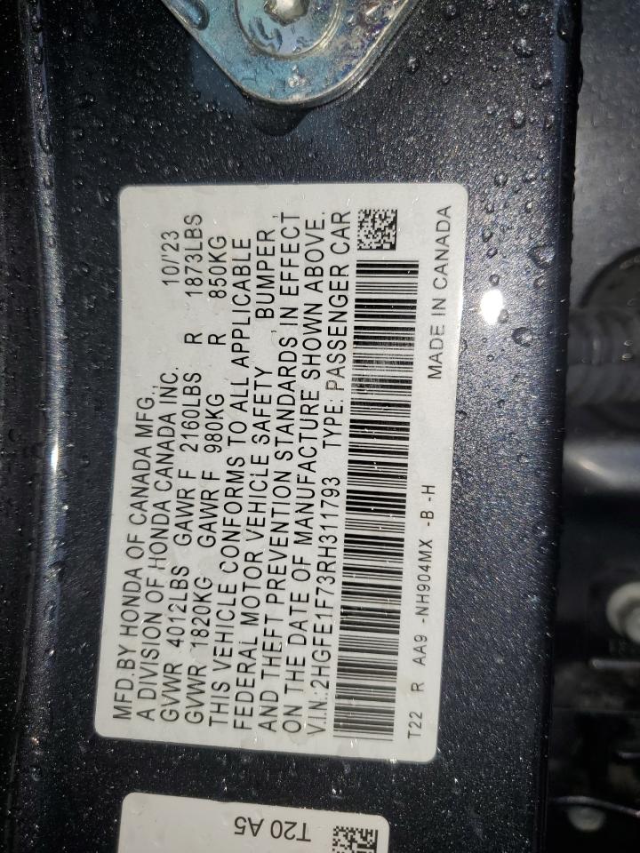 2024 HONDA CIVIC EX VIN:2HGFE1F73RH311793