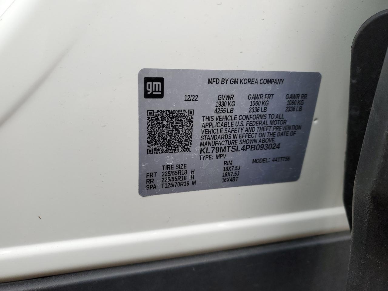 2023 CHEVROLET TRAILBLAZER RS VIN:KL79MTSL4PB093024