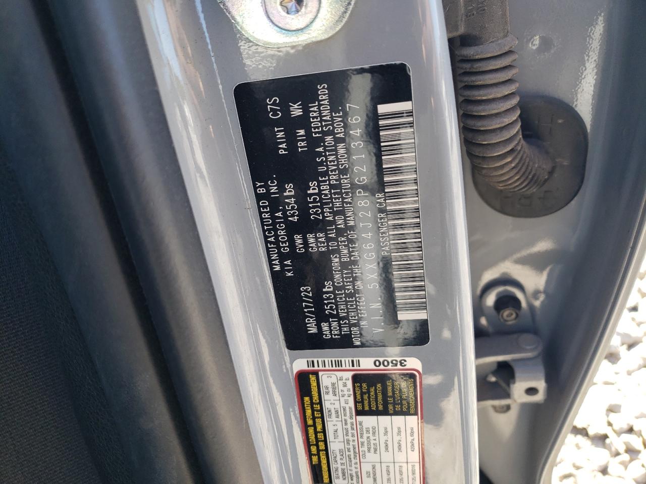 2023 KIA K5 GT LINE VIN:5XXG64J28PG213467