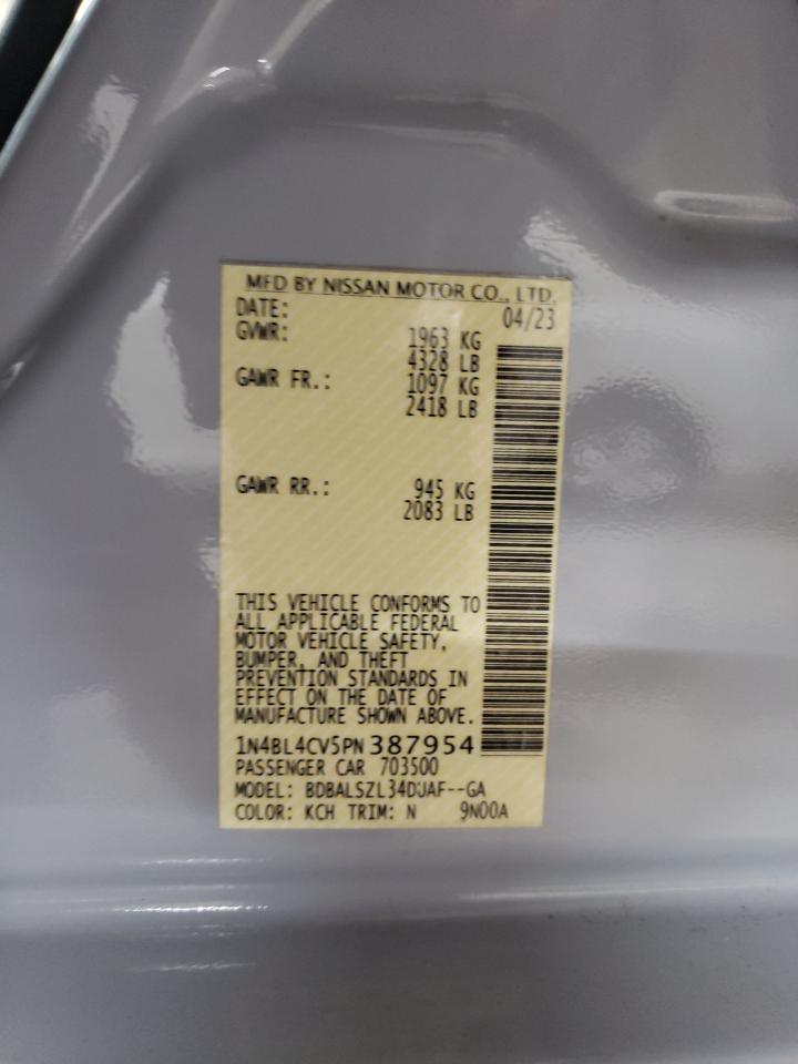 2023 NISSAN ALTIMA SR VIN:1N4BL4CV5PN387954