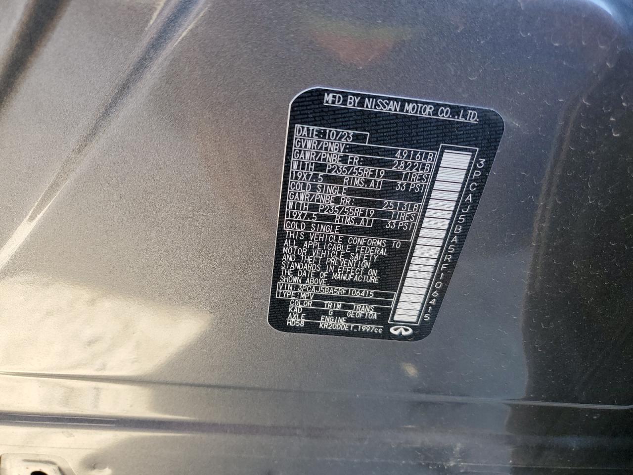 2024 INFINITI QX50 LUXE VIN:3PCAJ5BA5RF106415