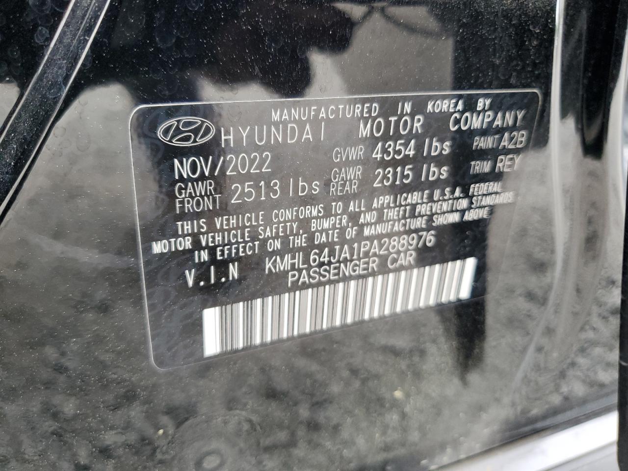 2023 HYUNDAI SONATA SEL VIN:KMHL64JA1PA288976