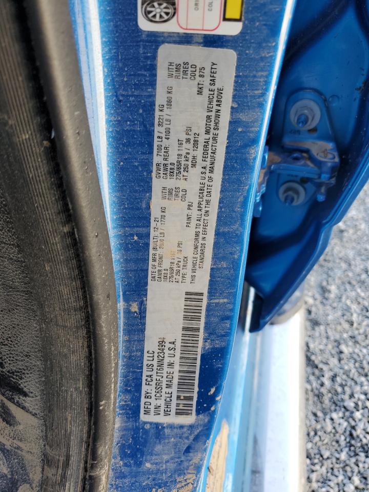 2022 RAM 1500 LARAMIE VIN:1C6SRFJT6NN234994