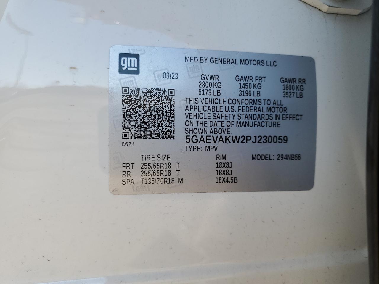 2023 BUICK ENCLAVE ESSENCE VIN:5GAEVAKW2PJ230059