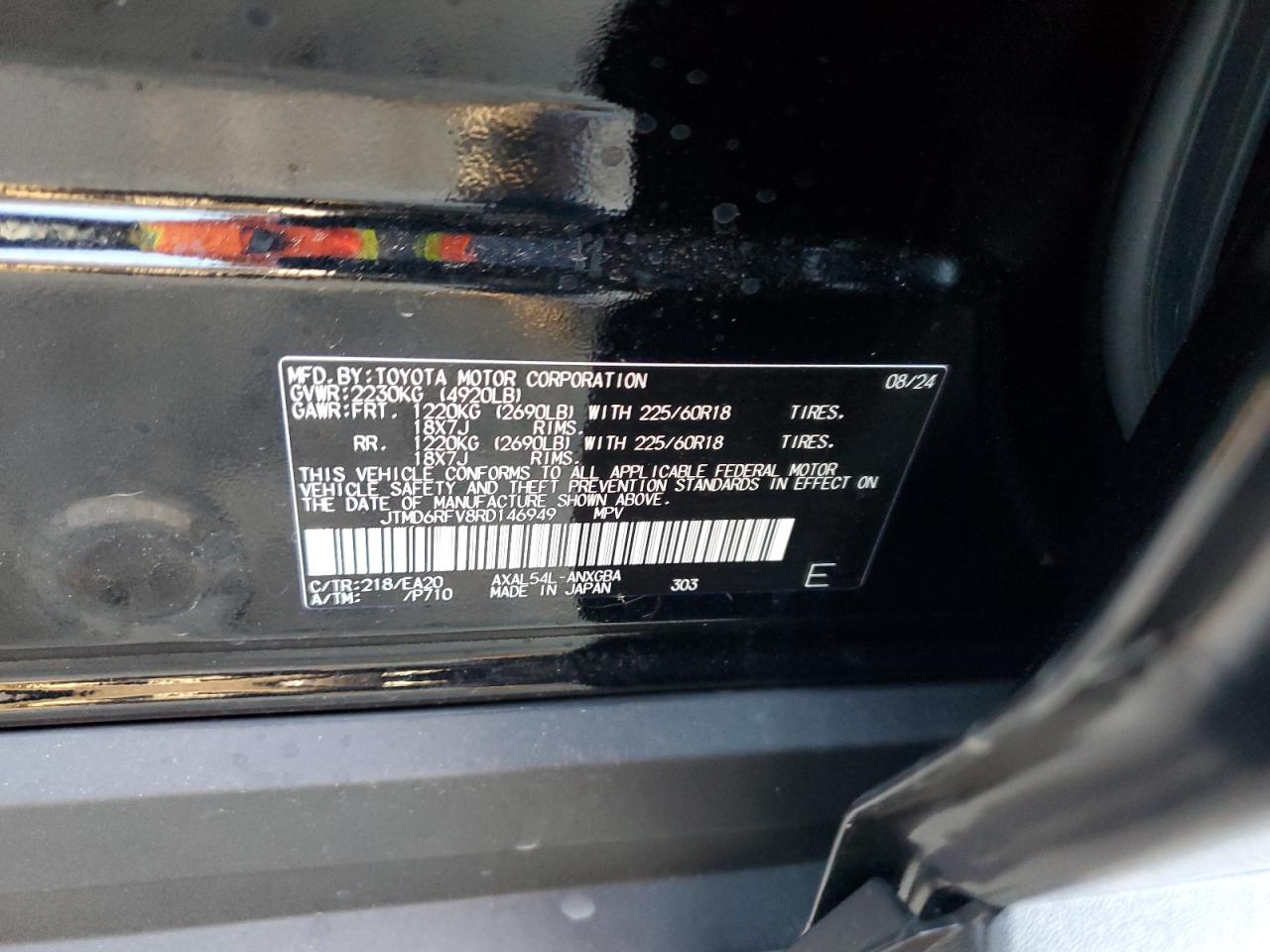 2024 TOYOTA RAV4 LIMITED VIN:JTMD6RFV8RD146949