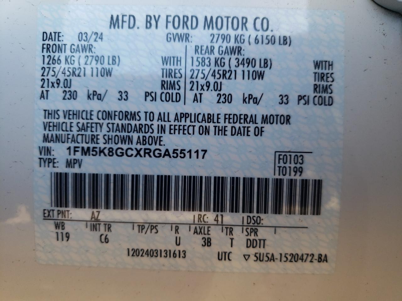 2024 FORD EXPLORER ST VIN:1FM5K8GCXRGA55117