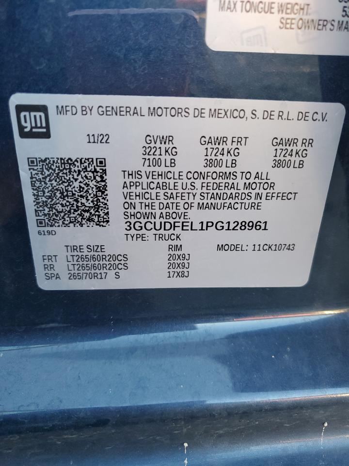 2023 CHEVROLET SILVERADO K1500 LT TRAIL BOSS VIN:3GCUDFEL1PG128961