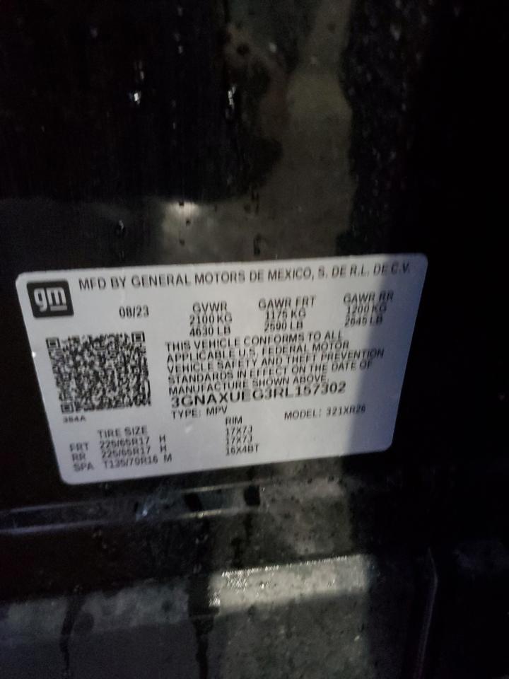 2024 CHEVROLET EQUINOX LT VIN:3GNAXUEG3RL157302