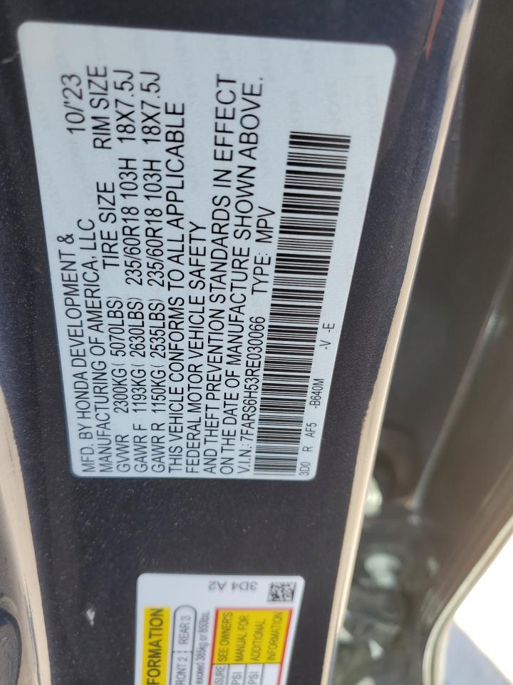 2024 HONDA CR-V SPORT VIN:7FARS6H53RE030066