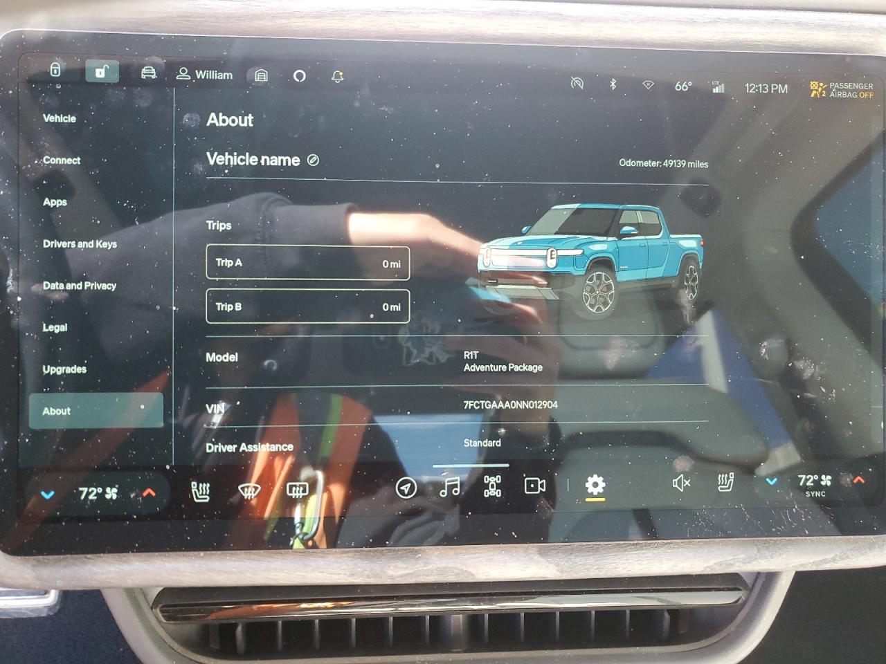 2022 RIVIAN R1T ADVENTURE VIN:7FCTGAAA0NN012904