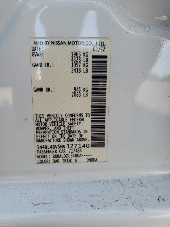 2022 NISSAN ALTIMA S VIN:1N4BL4BV5NN327140