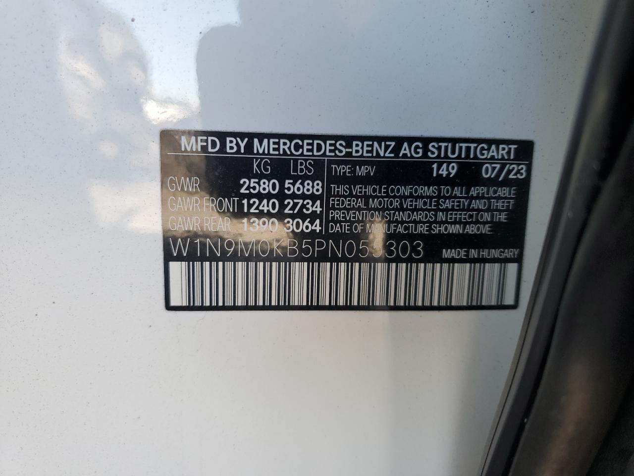 2023 MERCEDES-BENZ EQB 300 4MATIC VIN:W1N9M0KB5PN055303
